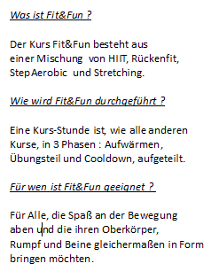 Kurzbeschreibung Fit&Fun