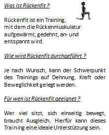 Kurzbeschreibung Rückenfit